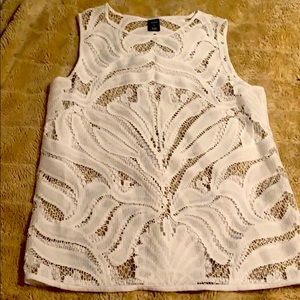 White sleeveless see thru top